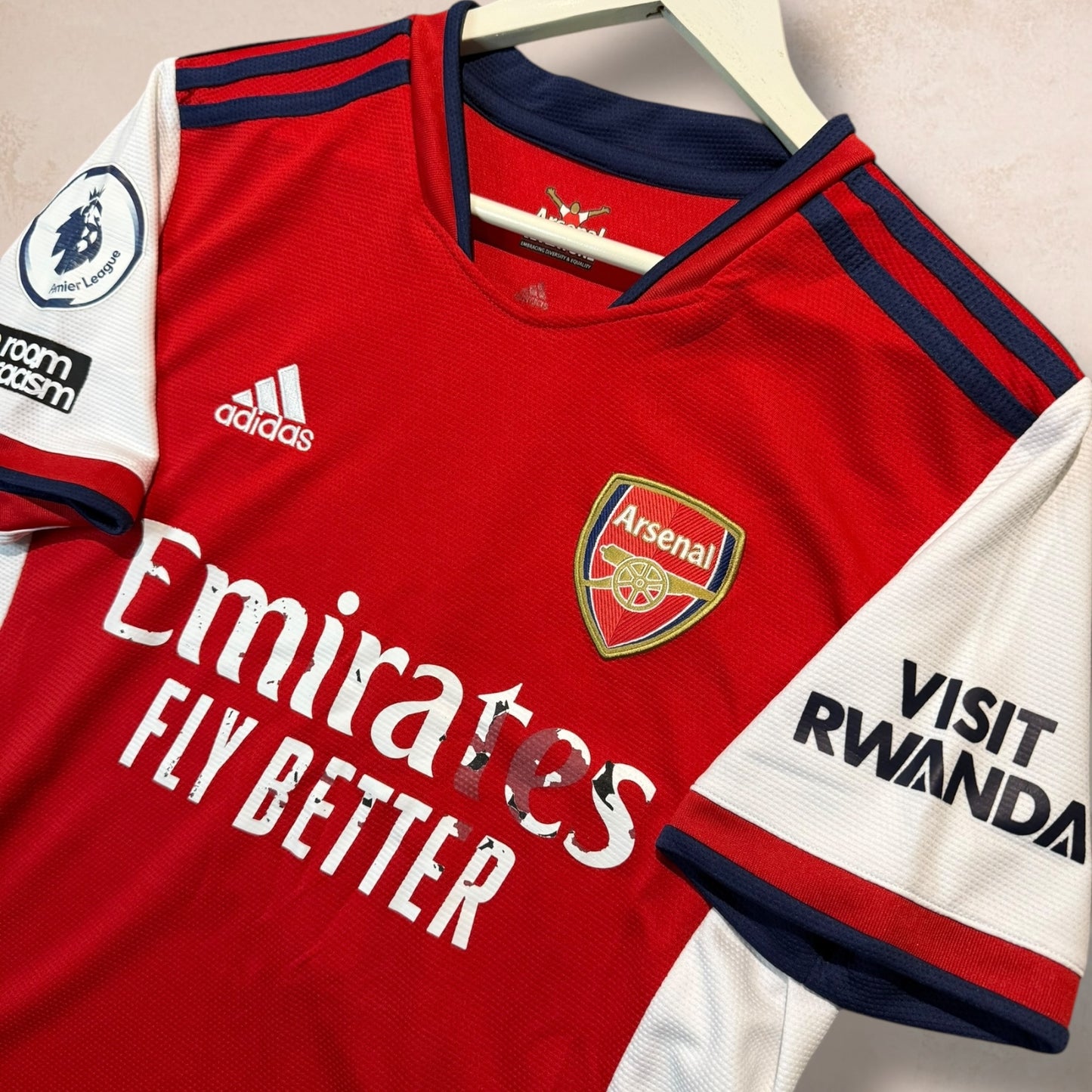 Adidas Arsenal 2021/2022 Red ‘Tierney 3’ Home Football Shirt Jersey Top Size Large