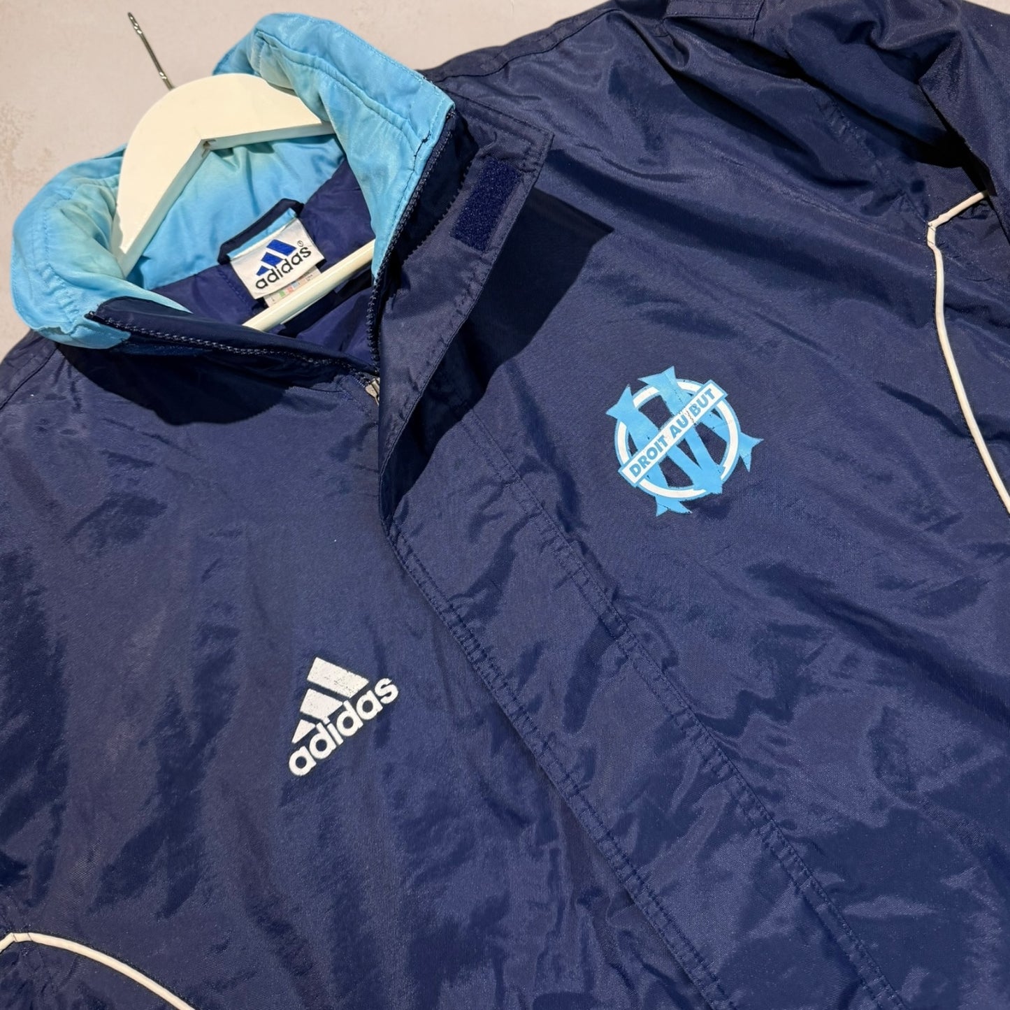Vintage Adidas Marseille Football Club Padded Bench Coat 1999/00 Ligue 1 French Size Medium
