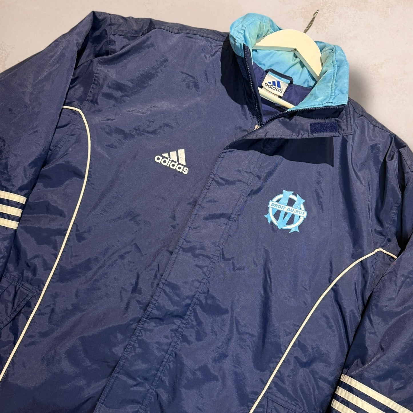 Vintage Adidas Marseille Football Club Padded Bench Coat 1999/00 Ligue 1 French Size Medium