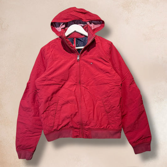 Red Tommy Hilfiger Men’s Hooded Lightweight Jacket Coat Size Small (Estimated)